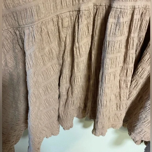 Free People Dusty Rose Textured Button-Front Tiered Mini Dress – Made in India - Picture 8 of 9